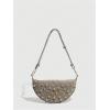 image:imageMakeMeChic Womens Studded Purse Suede Rivet Zipper Bag Punk Y2K Shoulder HandbagsLight Grey