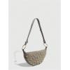 image:imageMakeMeChic Womens Studded Purse Suede Rivet Zipper Bag Punk Y2K Shoulder HandbagsLight Grey