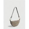 image:imageMakeMeChic Womens Studded Purse Suede Rivet Zipper Bag Punk Y2K Shoulder HandbagsLight Grey