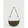 image:imageMakeMeChic Womens Studded Purse Suede Rivet Zipper Bag Punk Y2K Shoulder HandbagsOlive Green