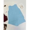 image:imageMakeMeChic Womens Summer 2 Piece Sets Deep V Neck Knit Tank Tops Mini Shorts Set Beach Vacation OutfitsBlue