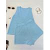 image:imageMakeMeChic Womens Summer 2 Piece Sets Deep V Neck Knit Tank Tops Mini Shorts Set Beach Vacation OutfitsBlue