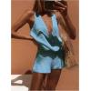 image:imageMakeMeChic Womens Summer 2 Piece Sets Deep V Neck Knit Tank Tops Mini Shorts Set Beach Vacation OutfitsBlue