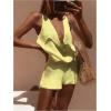 image:imageMakeMeChic Womens Summer 2 Piece Sets Deep V Neck Knit Tank Tops Mini Shorts Set Beach Vacation OutfitsYellow
