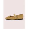 image:imageMakeMeChic Womens Summer Ballet Flats Brown Suede Loafers Bow Knot Buckle Closed Toe Leather ShoesApricot