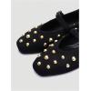 image:imageMakeMeChic Womens Summer Ballet Flats Brown Suede Loafers Bow Knot Buckle Closed Toe Leather ShoesBlack