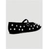 image:imageMakeMeChic Womens Summer Ballet Flats Brown Suede Loafers Bow Knot Buckle Closed Toe Leather ShoesBlack and Silver