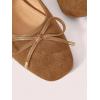 image:imageMakeMeChic Womens Summer Ballet Flats Brown Suede Loafers Bow Knot Buckle Closed Toe Leather ShoesBrown