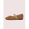 image:imageMakeMeChic Womens Summer Ballet Flats Brown Suede Loafers Bow Knot Buckle Closed Toe Leather ShoesBrown