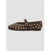 image:imageMakeMeChic Womens Summer Ballet Flats Brown Suede Loafers Bow Knot Buckle Closed Toe Leather ShoesBrown and Gold