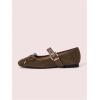 image:imageMakeMeChic Womens Summer Ballet Flats Brown Suede Loafers Bow Knot Buckle Closed Toe Leather ShoesMocha Brown