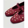 image:imageMakeMeChic Womens Summer Ballet Flats Brown Suede Loafers Bow Knot Buckle Closed Toe Leather ShoesRed