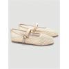 image:imageMakeMeChic Womens Summer Ballet Flats Brown Suede Loafers Bow Knot Buckle Closed Toe Leather ShoesWhite