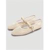 image:imageMakeMeChic Womens Summer Ballet Flats Brown Suede Loafers Bow Knot Buckle Closed Toe Leather ShoesWhite