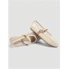 image:imageMakeMeChic Womens Summer Ballet Flats Brown Suede Loafers Bow Knot Buckle Closed Toe Leather ShoesWhite