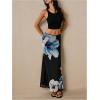 image:imageMakeMeChic Womens Summer Beach Maxi Skirt Y2k Floral Boho Flowy Long SkirtBlack and Blue