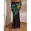 image:imageMakeMeChic Womens Summer Beach Maxi Skirt Y2k Floral Boho Flowy Long SkirtBlack and Green