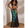 image:imageMakeMeChic Womens Summer Beach Maxi Skirt Y2k Floral Boho Flowy Long SkirtBlack and Green