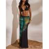 image:imageMakeMeChic Womens Summer Beach Maxi Skirt Y2k Floral Boho Flowy Long SkirtBlack and Green