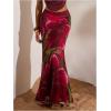 image:imageMakeMeChic Womens Summer Beach Maxi Skirt Y2k Floral Boho Flowy Long SkirtBurgundy