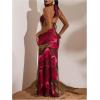 image:imageMakeMeChic Womens Summer Beach Maxi Skirt Y2k Floral Boho Flowy Long SkirtBurgundy
