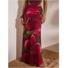 image:imageMakeMeChic Womens Summer Beach Maxi Skirt Y2k Floral Boho Flowy Long SkirtBurgundy