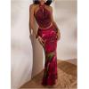 image:imageMakeMeChic Womens Summer Beach Maxi Skirt Y2k Floral Boho Flowy Long SkirtBurgundy