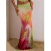 image:imageMakeMeChic Womens Summer Beach Maxi Skirt Y2k Floral Boho Flowy Long SkirtGreen
