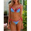 image:imageMakeMeChic Womens Summer Beach Vacation 2 Piece Bikini Set Gingham Contrast Binding SwimsuitsBlue and Red