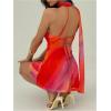 image:imageMakeMeChic Womens Summer Y2k Mini Dress Backless Vacation Dress One Shoulder Mesh Dress with ScarfMulticolor