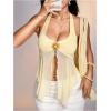 image:imageMakeMeChic Womens Tie Backless Halter Tops Metal Decor Split Sleeveless Y2k TankYellow