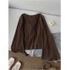 image:imageMakeMeChic Womens Tie Front Bell Long Sleeve Top Bow Rib Knit CardiganCoffee Brown