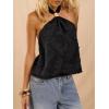 image:imageMakeMeChic Womens Tie Open Back Halter Tops Metal Sleeveless Summer Tank TopBlack