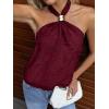 image:imageMakeMeChic Womens Tie Open Back Halter Tops Metal Sleeveless Summer Tank TopBurgundy