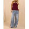 image:imageMakeMeChic Womens Tie Open Back Halter Tops Metal Sleeveless Summer Tank TopBurgundy