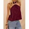 image:imageMakeMeChic Womens Tie Open Back Halter Tops Metal Sleeveless Summer Tank TopBurgundy