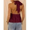 image:imageMakeMeChic Womens Tie Open Back Halter Tops Metal Sleeveless Summer Tank TopBurgundy