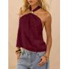 image:imageMakeMeChic Womens Tie Open Back Halter Tops Metal Sleeveless Summer Tank TopBurgundy