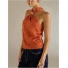 image:imageMakeMeChic Womens Tie Open Back Halter Tops Metal Sleeveless Summer Tank TopOrange
