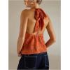 image:imageMakeMeChic Womens Tie Open Back Halter Tops Metal Sleeveless Summer Tank TopOrange