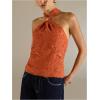 image:imageMakeMeChic Womens Tie Open Back Halter Tops Metal Sleeveless Summer Tank TopOrange