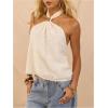 image:imageMakeMeChic Womens Tie Open Back Halter Tops Metal Sleeveless Summer Tank TopWhite