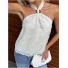 image:imageMakeMeChic Womens Tie Open Back Halter Tops Metal Sleeveless Summer Tank TopWhite