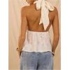 image:imageMakeMeChic Womens Tie Open Back Halter Tops Metal Sleeveless Summer Tank TopWhite