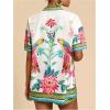 image:imageMakeMeChic Womens Tropical Beach Vacation Outfits Summer Two Piece Sets Boho Floral Kimono Tops and Shorts SetMulticolor