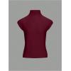 image:imageMakeMeChic Womens Turtleneck Sweater Vest Mock Neck Cap Sleeve Sleeveless Knit Tops Pullover SweatersBurgundy