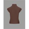 image:imageMakeMeChic Womens Turtleneck Sweater Vest Mock Neck Cap Sleeve Sleeveless Knit Tops Pullover SweatersCoffee Brown