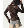image:imageMakeMeChic Womens Y2k Leopard Print Tops Going Out Long Sleeve Top V Neck Button Down TShirtBrown