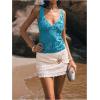 image:imageMakeMeChic Womens Y2k Sparkly Sequin Tank Tops Floral Sexy V Neck Lace Crop Party TopBlue