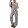 image:imageMakeMeChic Striped Lounge Set 2 Piece Sweater Sets for Women Going Out Travel OutfitBlack and White